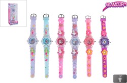 Van Manen kinderhorloge bloemen donker roze - analoog horloge met licht