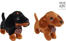 Take Me Home pluche teckel knuffel hond bruin 24cm speelgoed