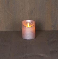 LED kaars rustiek zilver met timer - sfeervolle decoratie 10 cm
