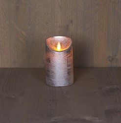 LED kaars rustiek zilver met timer - sfeervolle verlichting - 12,5 cm