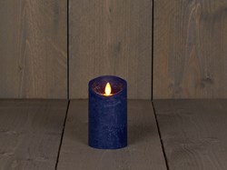 LED kaars rustiek blauw met timer - sfeervolle stompkaars 12,5 cm
