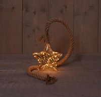 Ster glas goud sfeerverlichting LED 19cm aan touw warmwit licht