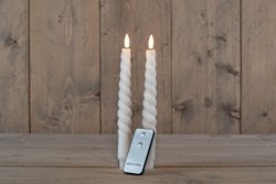 LED kaars swirl diner met afstandsbediening - 23cm - wit - sfeervolle verlichting