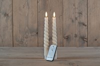 LED kaars swirl diner ivoor met afstandsbediening - set van 2 - 23cm