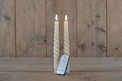 LED kaars swirl diner ivoor met afstandsbediening - set van 2 - 23cm