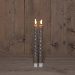 LED kaars diner swirl met afstandsbediening - 23cm taupe sfeerlicht