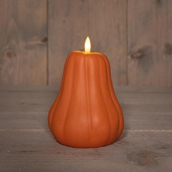 LED kaars flespompoen oranje 13cm met timer decoratie