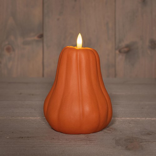 LED kaars flespompoen oranje 13cm met timer decoratie
