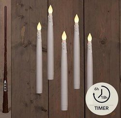 LED Kaarsen zwevend wit met toverstok en draad 29cm 5 stuks decoratie