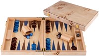 Engelhart Games backgammon luxe houten spel 15 inch blauw bruin