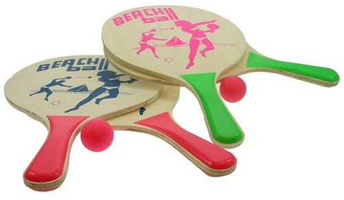 Beachball set naturel hout 8mm 04202