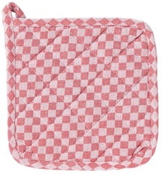 Linen and More pannenlap katoen rood geblokt 20x20cm keukentextiel