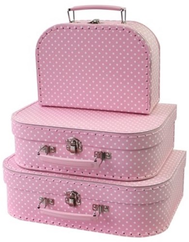 Simply 3 koffers Polkadot roze 36966