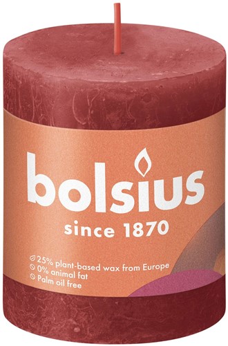 Bolsius Stompkaars Rustiek rood 80x68 mm