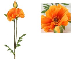 Countryfield kunstbloem papaver decoratief licht oranje 64cm bloem