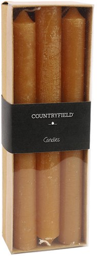 Countryfield dinerkaars set 6 stuks amber 20cm - sfeervolle kaarsen