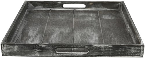 Countryfield dienblad speelgoed vierkant Claudina 40cm grijs decoratief