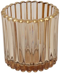 Countryfield theelichthouder bruin decoratie 7x7x7,5cm sfeerlicht