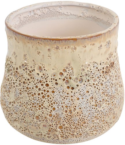 Countryfield bloempot aardewerk crème decoratie 13x13x12,5cm