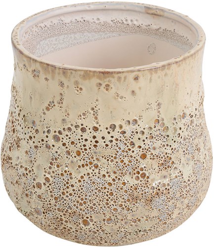 Countryfield bloempot keramiek XL crème decoratie 15x15x14cm rond