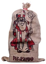 Sinterklaas zak jute cadeauzak bedrukt 60x102cm Sinterklaasfeest