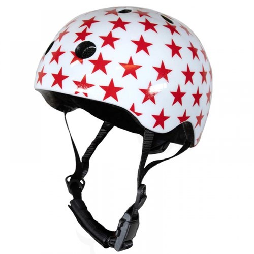 Coconuts kinderhelm fietshelm skatehelm - wit met rode sterren - maat M - 53-58 cm