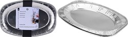 Excellent Houseware aluminium serveerschaal set - 2 stuks - 42,5x28,5 cm - zilver