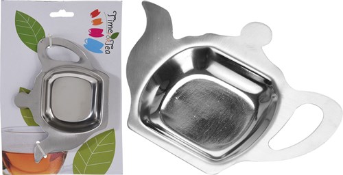 Theezakjeshouder zilver RVS rechthoekig 130x95mm theetijd accessoire