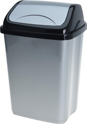 Afvalbak swing 5 liter zwart grijs - compacte prullenbak kunststof