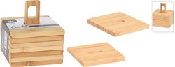 Excellent Houseware bamboe onderzetters set van 6 voor glazen 9x9cm bruin