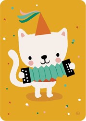 Bora Shop ansichtkaart kat - Accordion cat kaart - vrolijke dierenkaart