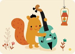Bora Shop ansichtkaart double bass squirrel - vrolijke dierenkaart