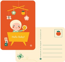 Bora Shop ansichtkaart baby bed - Hello baby kaartje