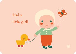 Bora Shop ansichtkaart baby meisje - Hello baby geboortekaartje