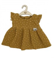 Hollie poppenjurk modepop oker stippen katoen lente 34cm