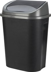 Afvalbak kunststof vuilnisemmer 50 liter grijs zwart met deksel