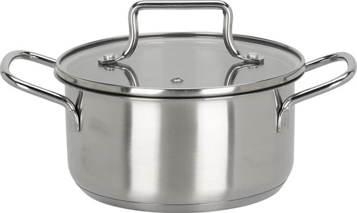 Kookpan speelgoed RVS met glazen deksel - educatief kinderspeelgoed 16cm