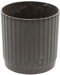 HBX natural living bloempot kunststof ribbel grijs 14x15,5cm decoratie