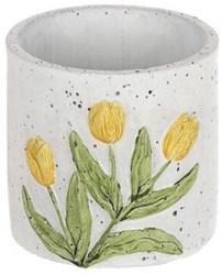 HBX natural living bloempot tulp geel kunststof decoratie Ø10,5xH10,3cm