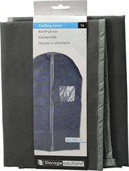 Kledinghoes kleding beschermhoes grijs 60x100cm met kijkvenster