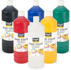 Creall plakkaatverf set - 6 kleuren - 1000 ml per fles - uitwasbaar