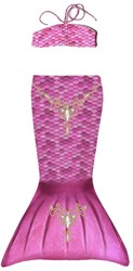 Kuaki zeemeermin peuter set Princess 2XS roze multicolor zwemstaart