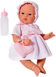 Asi babypop Koke 36cm - poppen speelgoed - roze jurk