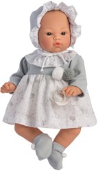 Asi babypop Koke 36cm - grijze Scandinavische jurk pop speelgoed