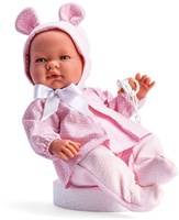 Asi babypop Maria 43cm - pop met roze kleding en schattige oortjes