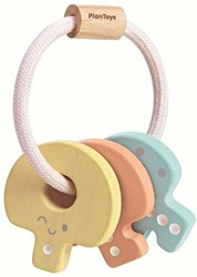 PlanToys Houten Speelgoed Baby sleutel rammelaar - Pastel