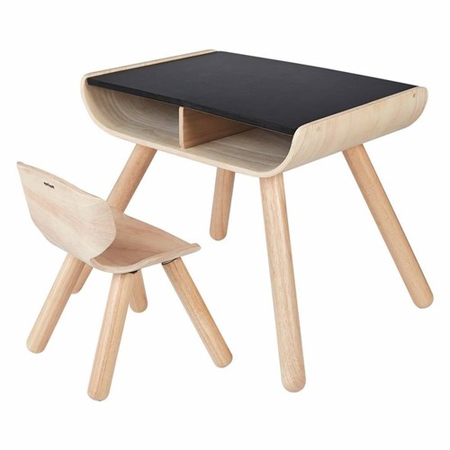 PlanToys Houten Speelgoed Tafel & Stoel - Zwart