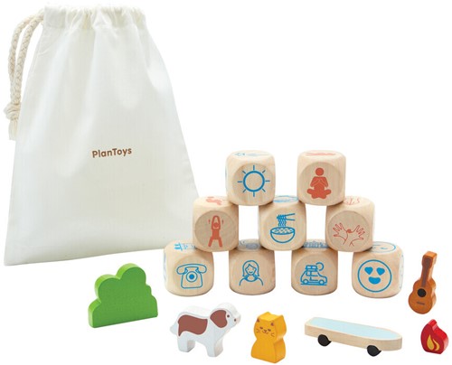 PlanToys Houten Speelgoed Verhalen dobbelstenen