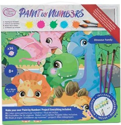 Craft Buddy schilderen op nummer dinosaurus familie 30x30cm acryl set