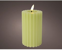Lumineo LED kaars ribbel groen - sfeervolle wax stompkaars met timer